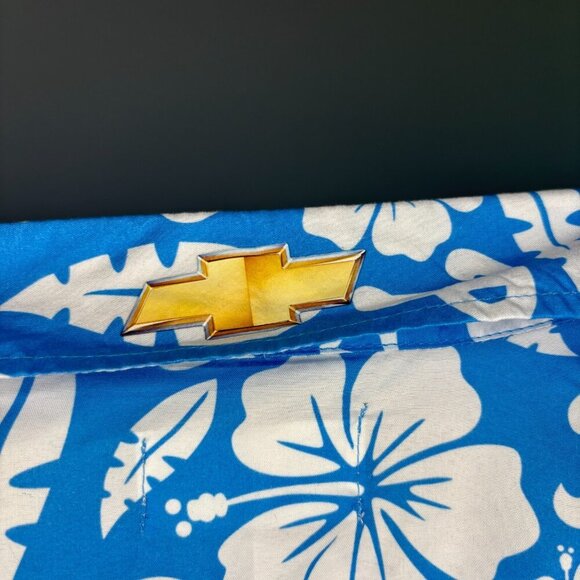 CHEVROLET PHILLIES Men's XL Hawaiian Collared Short Sleeve Shirt Blue White - Picture 3 of 4